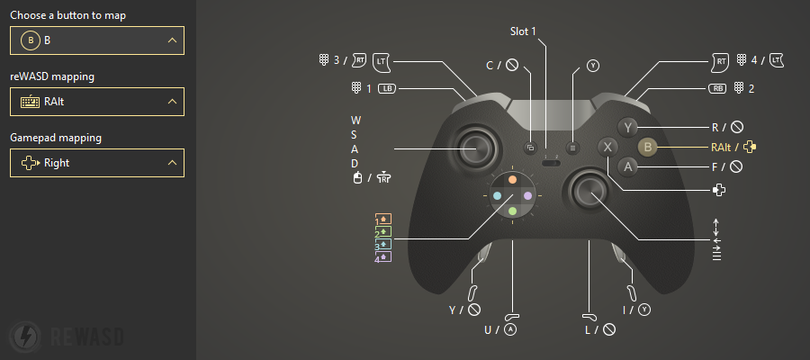 mapping keyboard keys to a controller